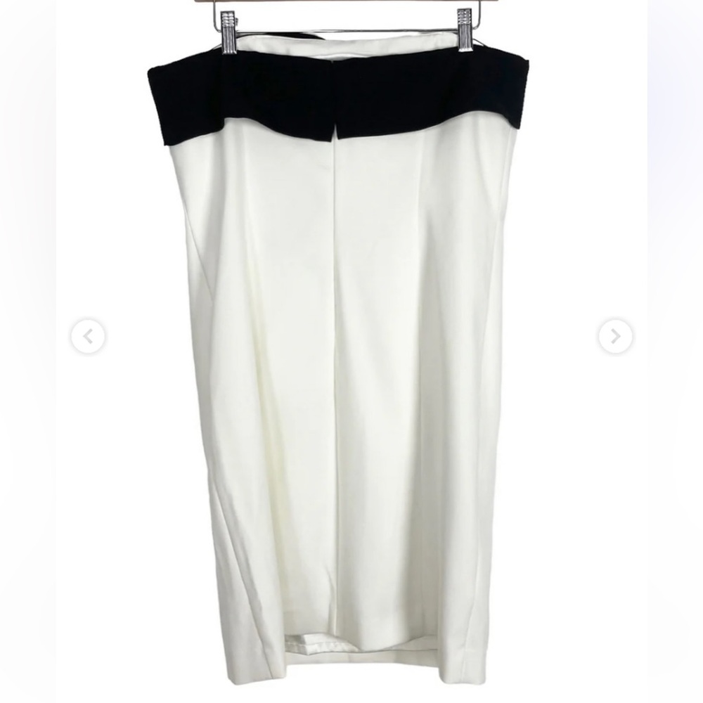 White House Black Market NWOT Elegant White Strapless Black Bow Dress (Size 8) - Picture 4 of 5